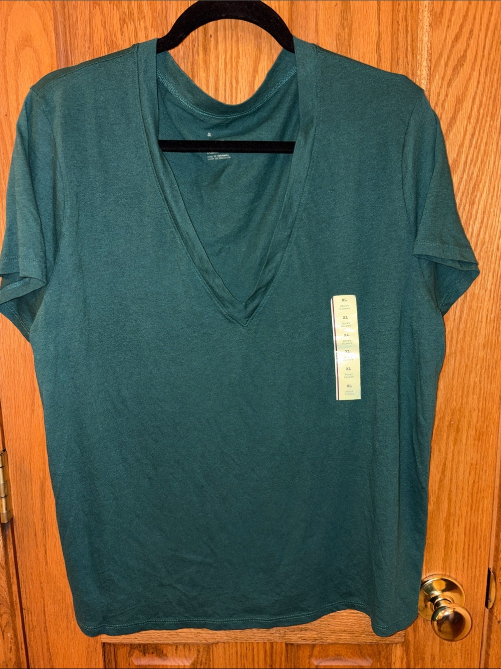 Women’s Deep Teal Green V-Neck Short Sleeve Tee